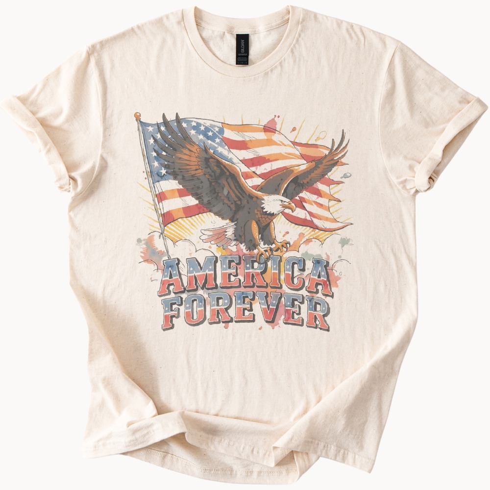 Eagle Flag America Forever Graphic Tee Patriotic Design